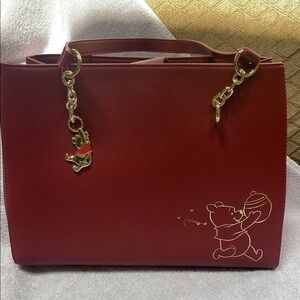 Disney Loungefly Winnie the Pooh Red Shoulder Bag with Gold Chain